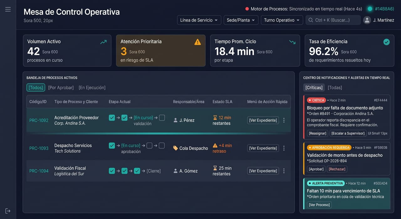 Mesa de Control de Operaciones y Seguimiento de Tareas